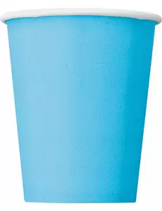 8 pastelově modrých kartonových kelímků 270 ml