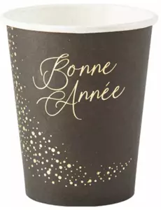 8 kelímků Happy New Year černé a zlaté 255 ml