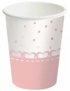 8 růžových srdcových kelímků 250 ml