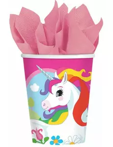 8 papírových kelímků Rainbow Unicorn 250 ml