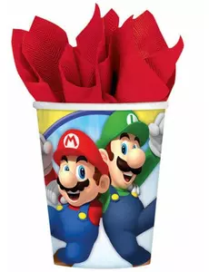 8 kartonových kelímků Super Mario 250 ml
