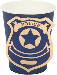 8 papírových kelímků policie navy/zlatá 255 ml