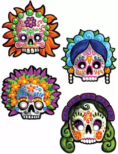 4 dekorativní masky Day of the Dead 30 cm