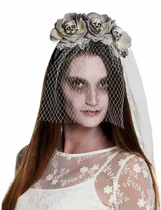 Bílý zombie závoj – čelenka pro ženy Halloween