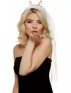 Čelenka nevěsta se závojem pro dospělé EVJF