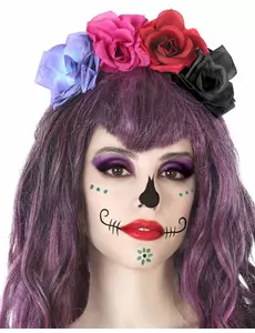 Vícebarevná květinová čelenka pro dospělé – Day of the Dead