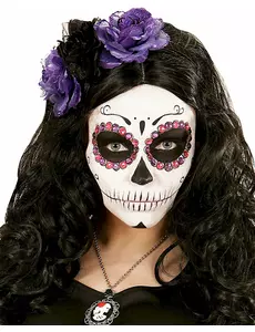 Fialovo-černá květinová čelenka pro ženy, Day of the Dead