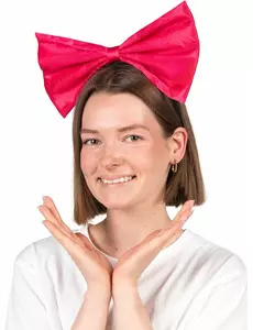Čelenka s velkou neonově růžovou mašlí pro dospělé