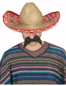 Mexické sombrero pro dospělé červené a slaměné