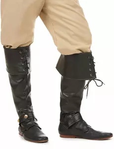 Černé návleky na boty z umělé kůže se šněrováním a páskem s cvočky pro dospělé