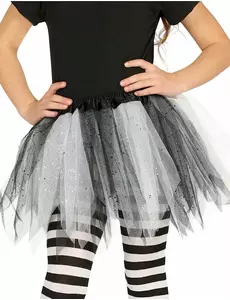 Dívčí dvoubarevné černo-bílé flitrované tutu