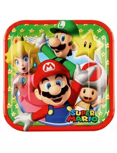 8 malých papírových talířů Super Mario 18 cm