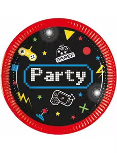 8 malých papírových talířů Gaming Party 20 cm