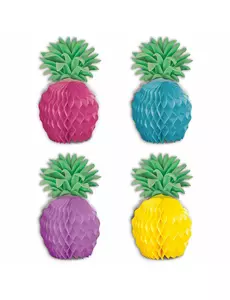 8 mini papírových dekorací ananas – mix barev 12 cm