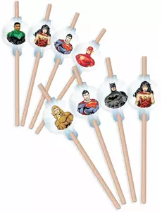 8 kartonových medailonových brček Justice League 20cm