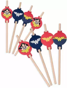 8 kartonových medailonových brček Wonder Woman 20cm