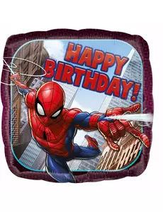 Čtvercový fóliový balónek Spider-Man Happy Birthday 43 cm