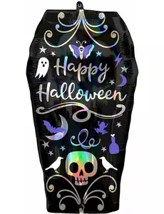 Fóliový balónek Halloween rakev iridescentní 38 × 68 cm