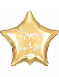 Fóliový balónek Happy New Year zlatá hvězda 50 cm