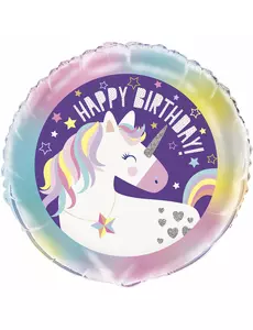 Hliníkový balónek Happy Birthday jednorožec 45 cm
