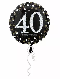 Třpytivý fóliový balónek Happy Birthday 40–43 cm