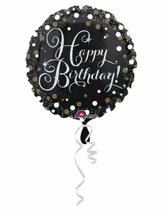 Třpytivý fóliový balónek Happy Birthday 45 cm