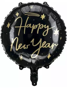 Černo-zlatý fóliový balónek Happy New Year 45 cm