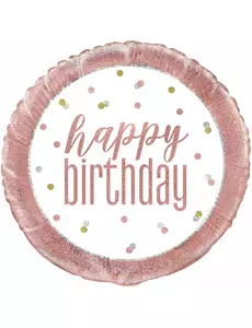 Fóliový balónek Happy Birthday bílý a růžový 45 cm