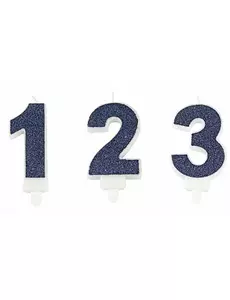 Svíčka s číslem v bobeši – navy třpytky 7,3 cm, Velikost: 0
