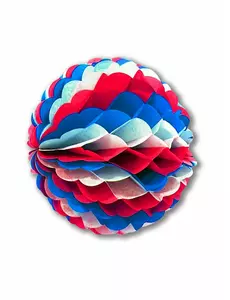 Modro-bílo-červená voštinová papírová koule 25 cm