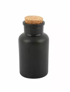 Matná černá lékárnická lahvička se špuntem 11 cm 125 ml