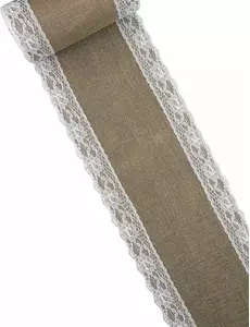 Jutový a krajkový běhoun na stůl 15 cm x 5 m