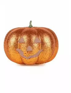 Třpytivá svítící halloweenská dýně 17 cm