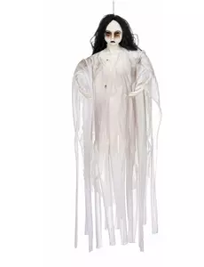 Závěsná dekorace Svítící bílá paní 90cm Halloween