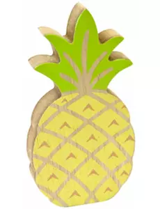 Dřevěná dekorace ananas žlutá a zelená 12 cm