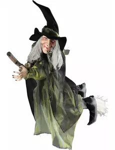 Dekorace létající čarodějnice na koštěti 100cm Halloween