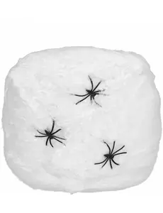 Bílá pavučina s pavouky – dekorace 20g Halloween