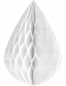 Bílá voštinová papírová kapka 12.5 cm