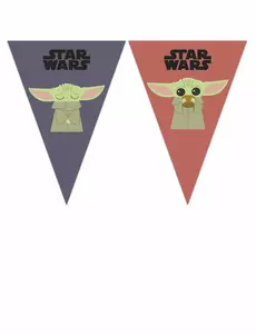 Kartonová praporková girlanda The Mandalorian Baby Yoda 2,3 m