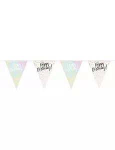Iridescentní plastová girlanda Happy Birthday 4 m