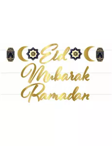 Zlatá kartonová girlanda Eid Mubarak 182 cm