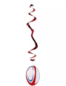 Sada 6 nehořlavých papírových závěsů Rugby ball 80 cm