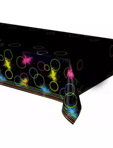 Černý plastový ubrus Glow Party 137 x 259 cm