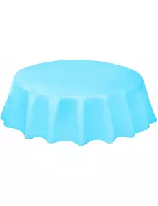 Pastelově modrý kulatý plastový ubrus 214cm