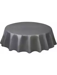 Kulatý stříbrný plastový ubrus 213 cm