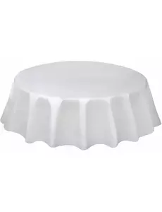 Bílý kulatý plastový ubrus 213 cm