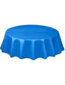Kulatý modrý plastový ubrus 213 cm
