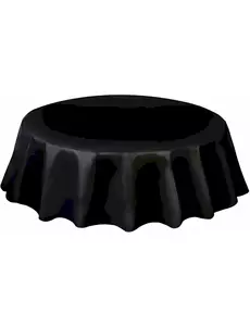 Černý kulatý plastový ubrus 213 cm