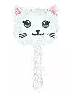 Bílá piñata kawaii kočka 38 cm