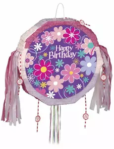 Piñata Happy Birthday květiny 45 cm